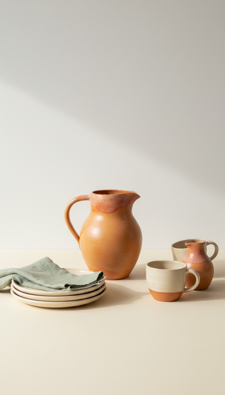 Hand-Thrown Pitcher in Terracotta Pop