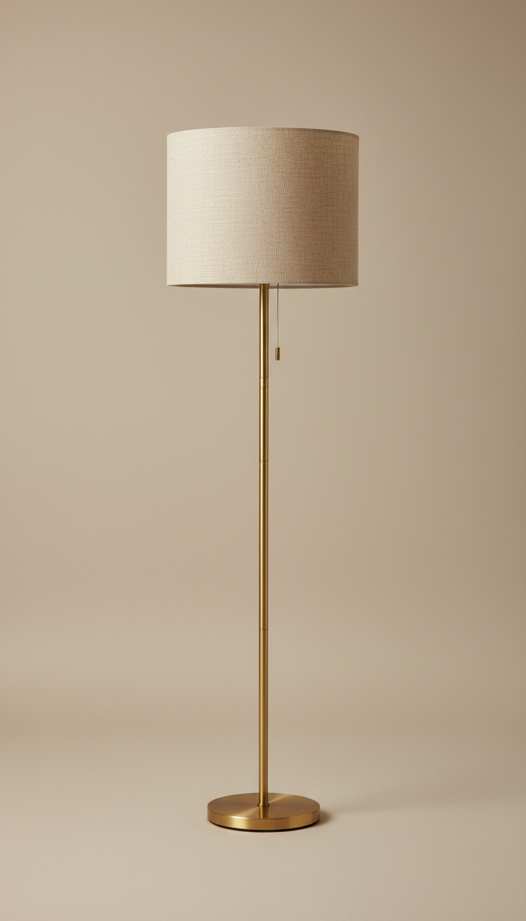 Brushed Brass Floor Lamp with Sculptural Arc