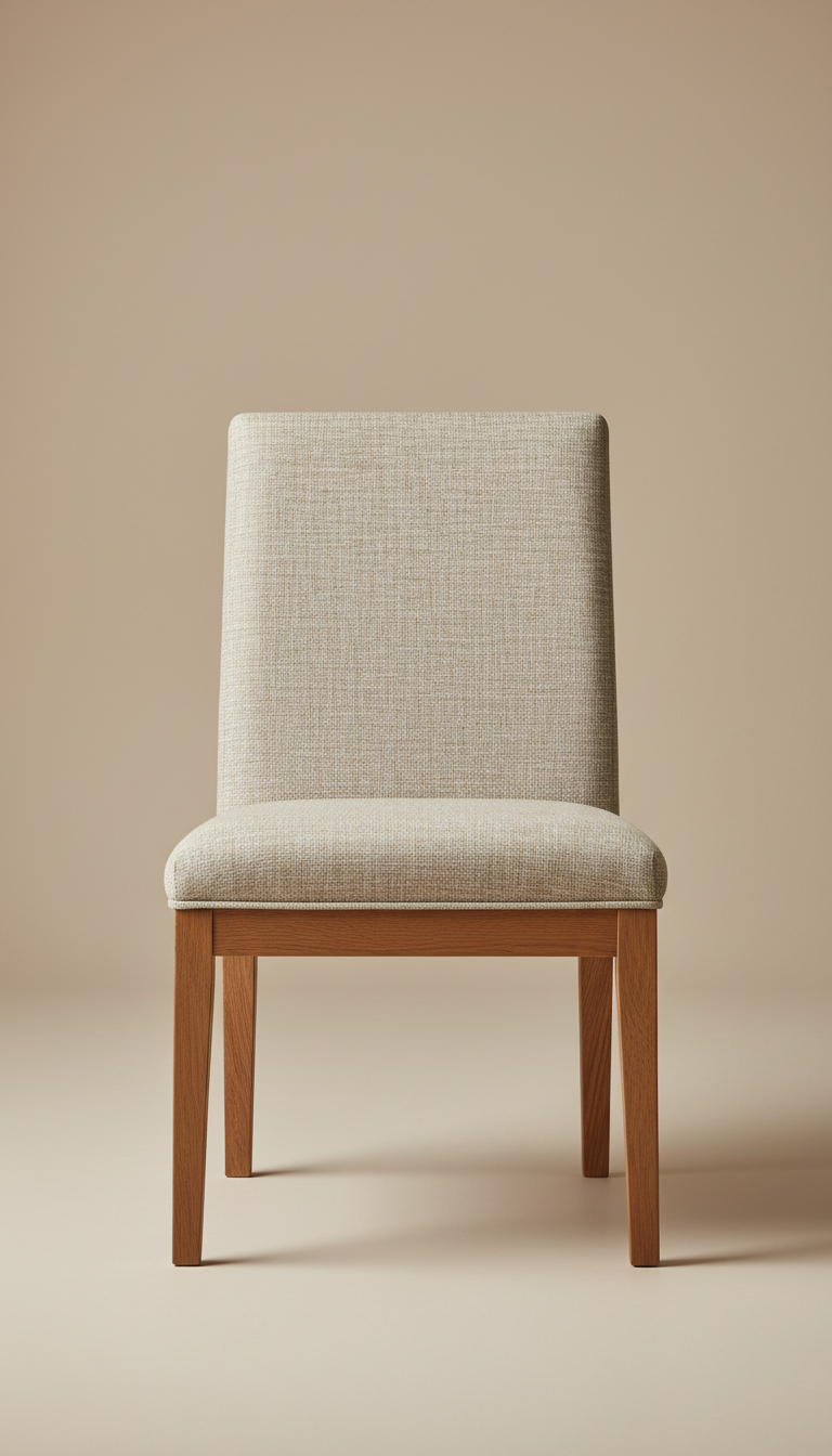 Oak Dining Chair with Linen-Blend Seat