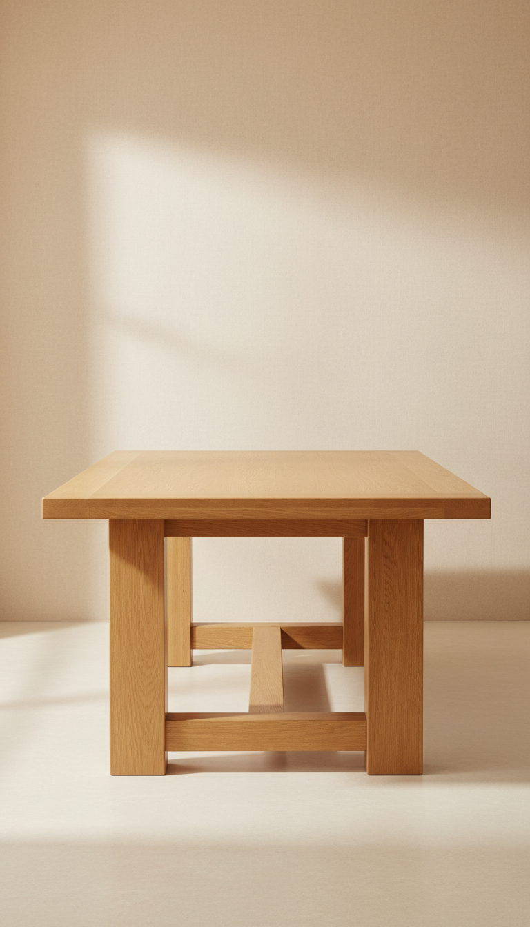 Oak Dining Table with Trestle Base