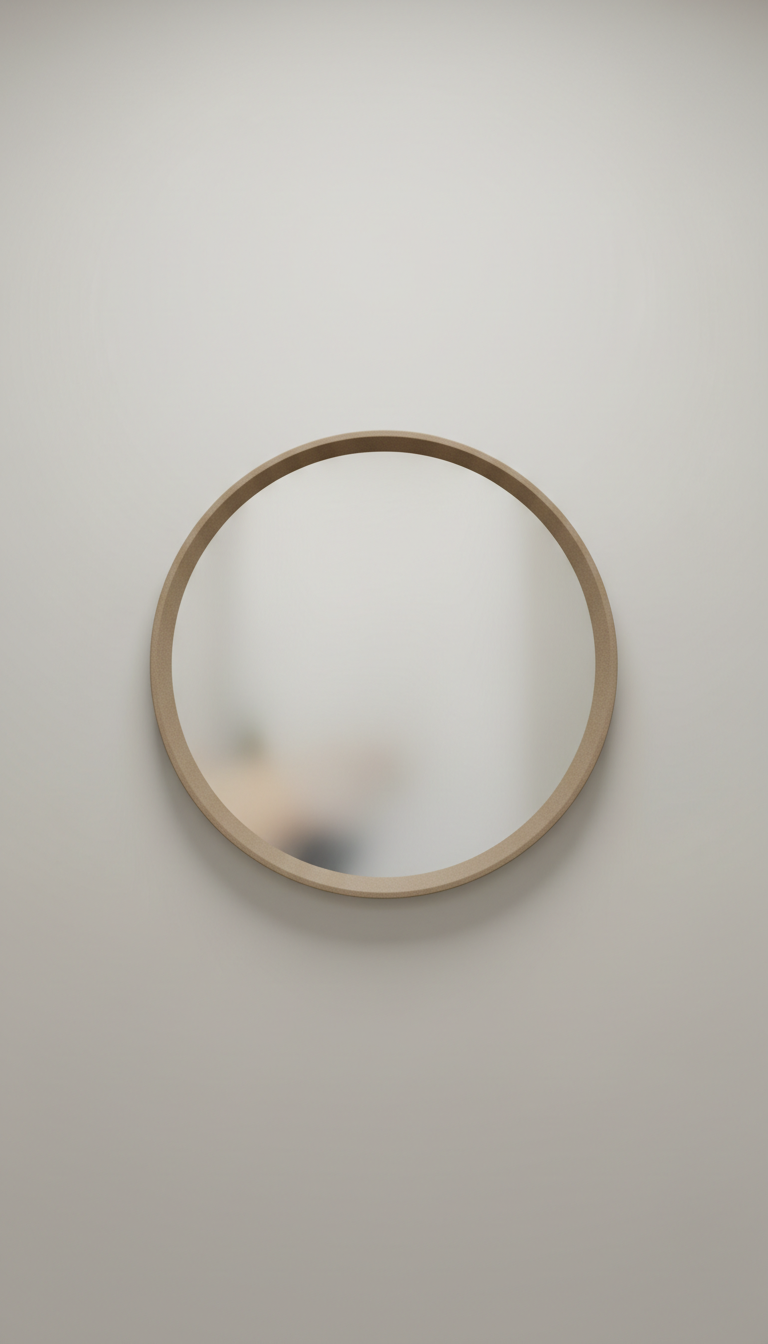 Round Taupe Frame Mirror