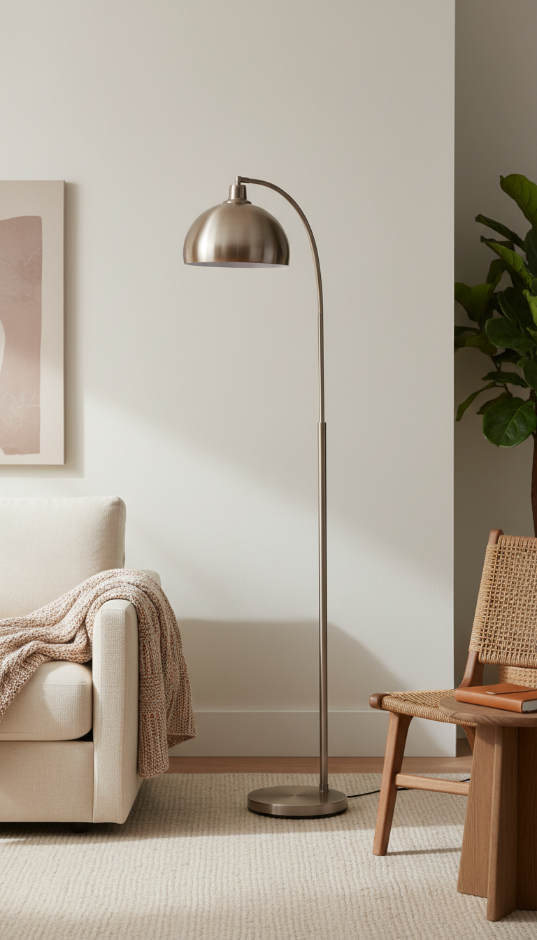 Brushed Metal Arched Floor Lamp