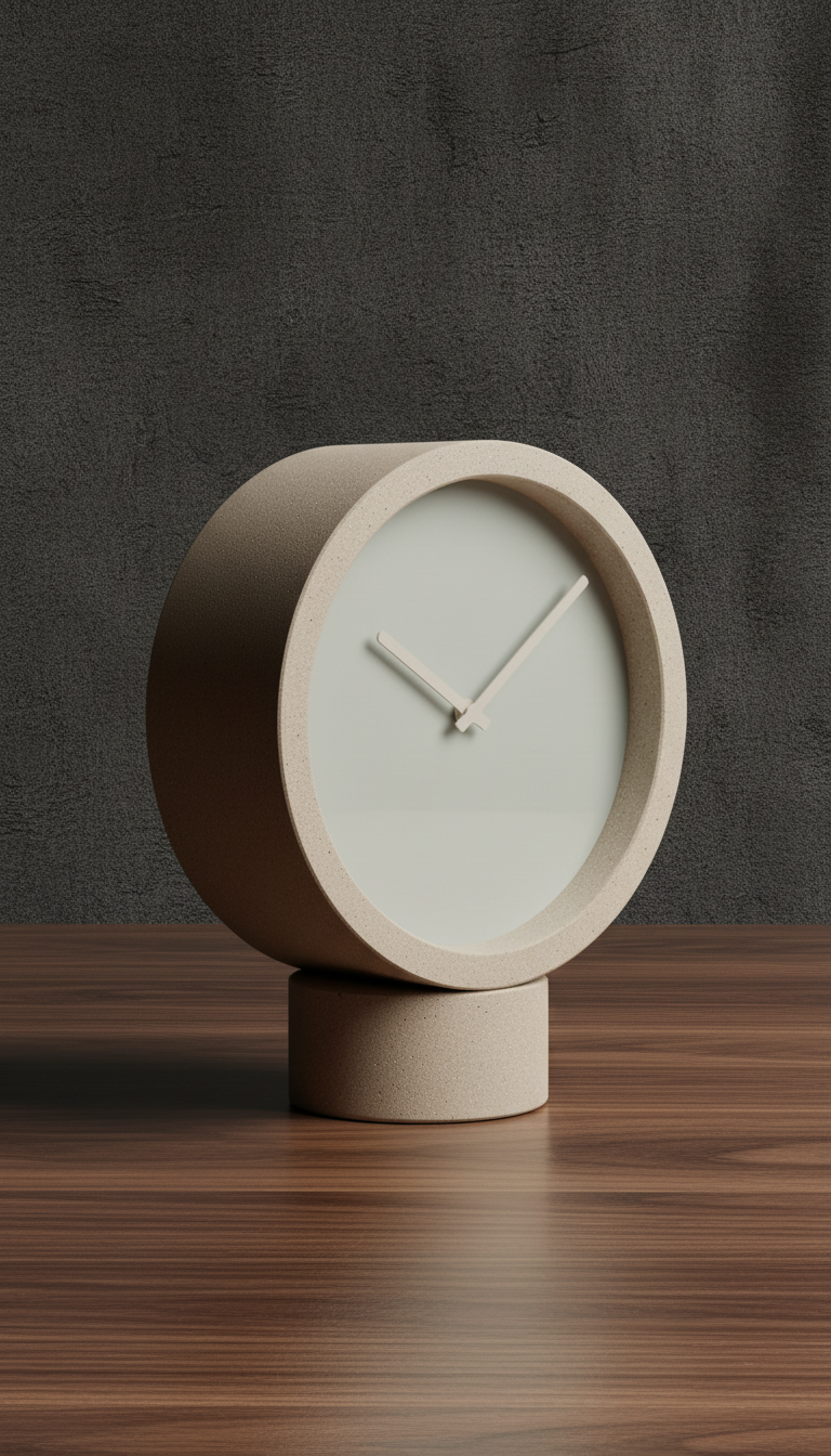 Sandstone Table Clock – styled in a room
