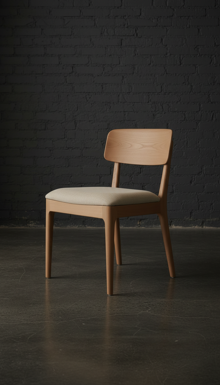 Solid Wood Dining Chair in Beige, view 2