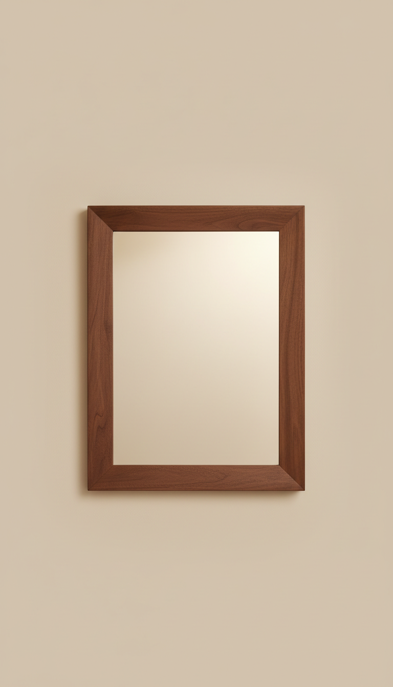 Rectangular Mirror with Walnut Brown Frame