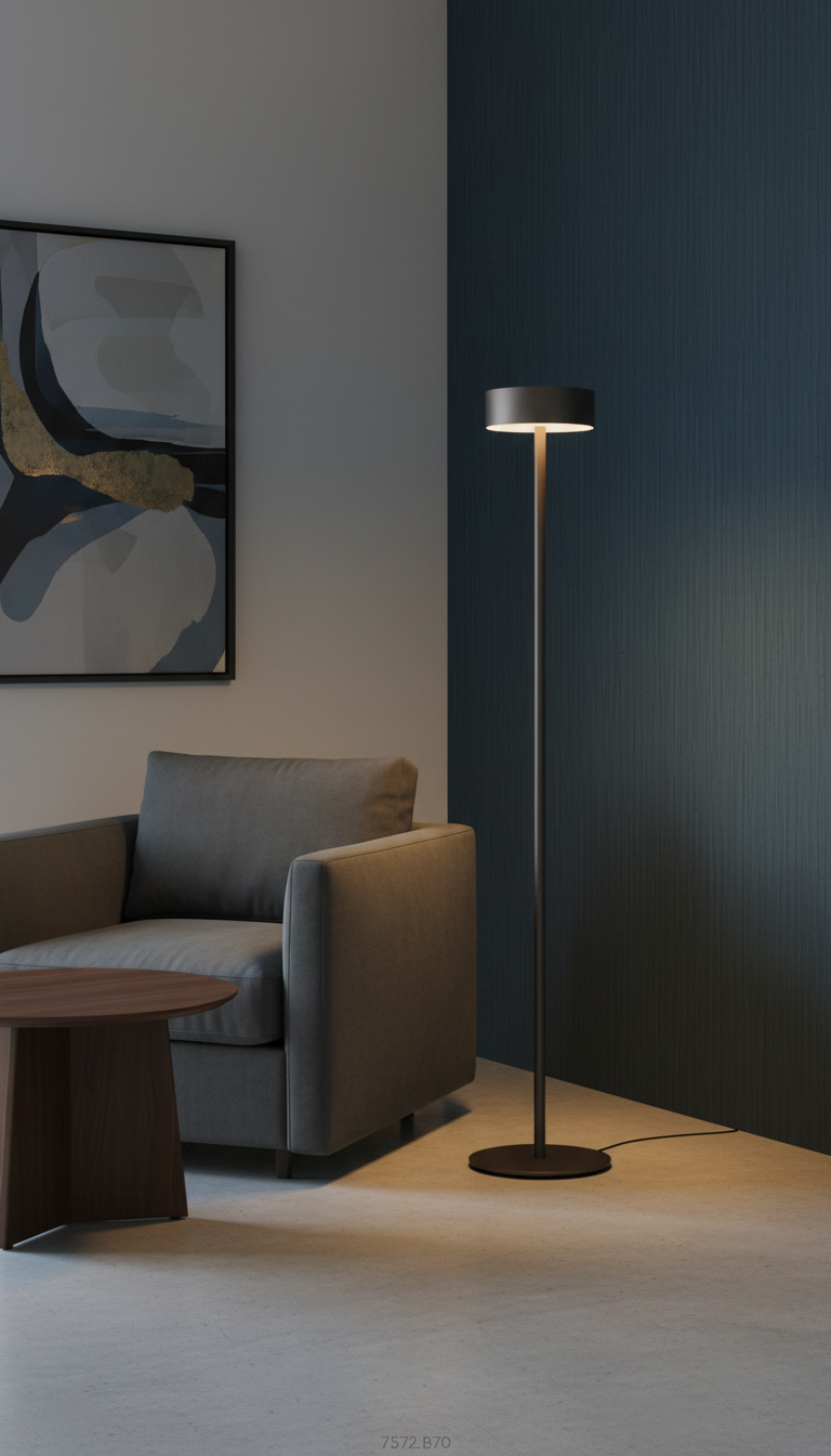 Smoked Bronze Floor Lamp with Minimalist Stem, view 2