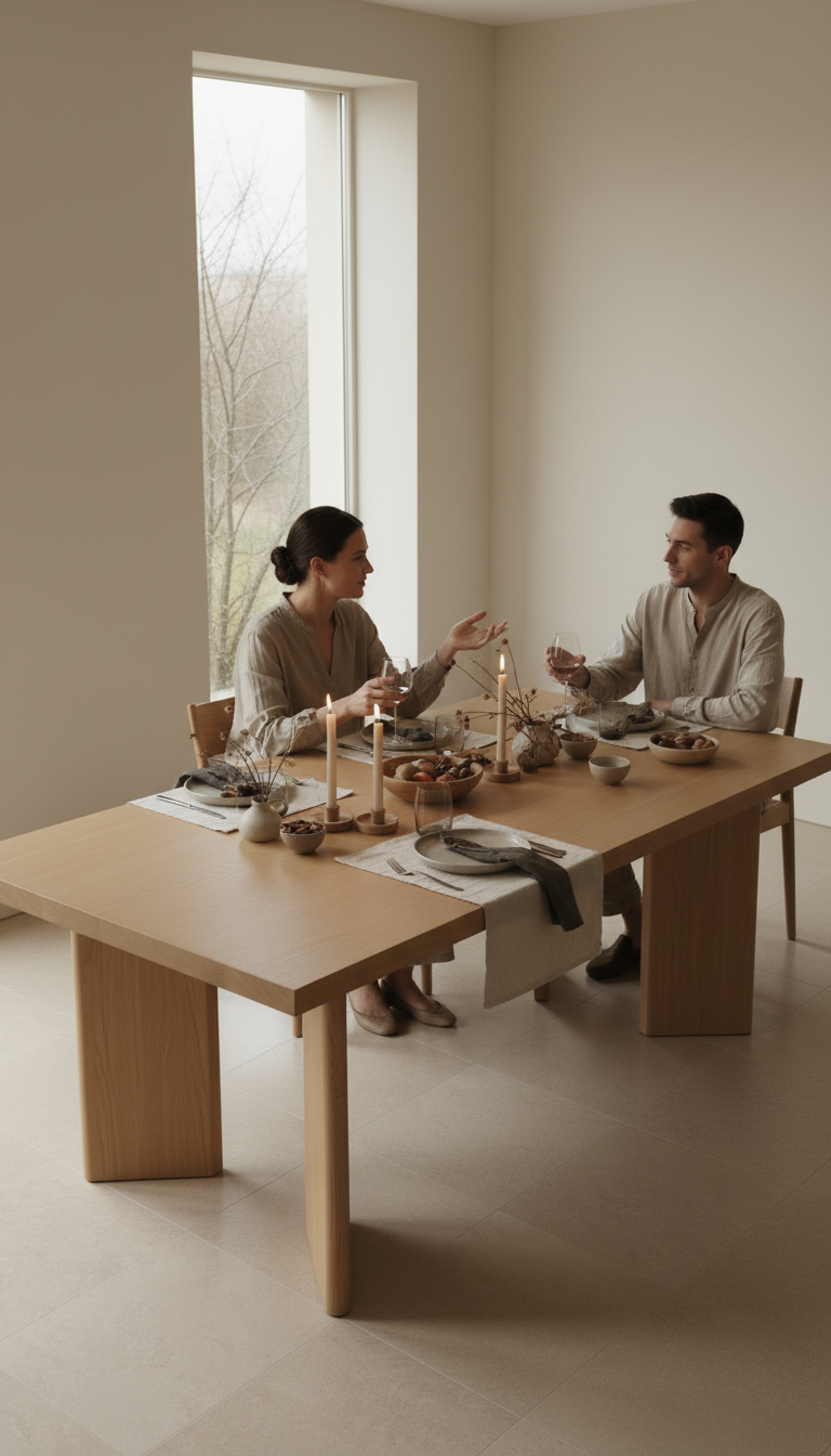 Architectural Pedestal Dining Table – close-up detail