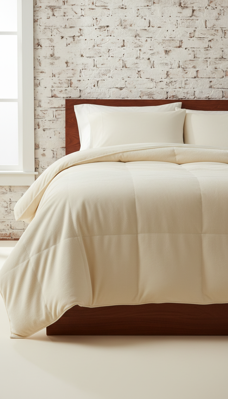 Plush Ivory Comforter – styled in a room