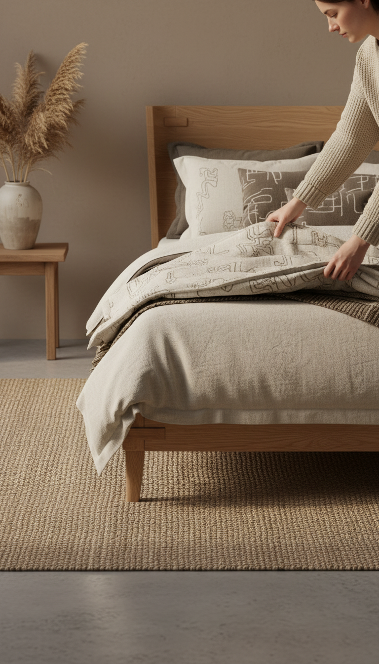Aurelia Solid Wood Bed with Sculpted Headboard – close-up detail