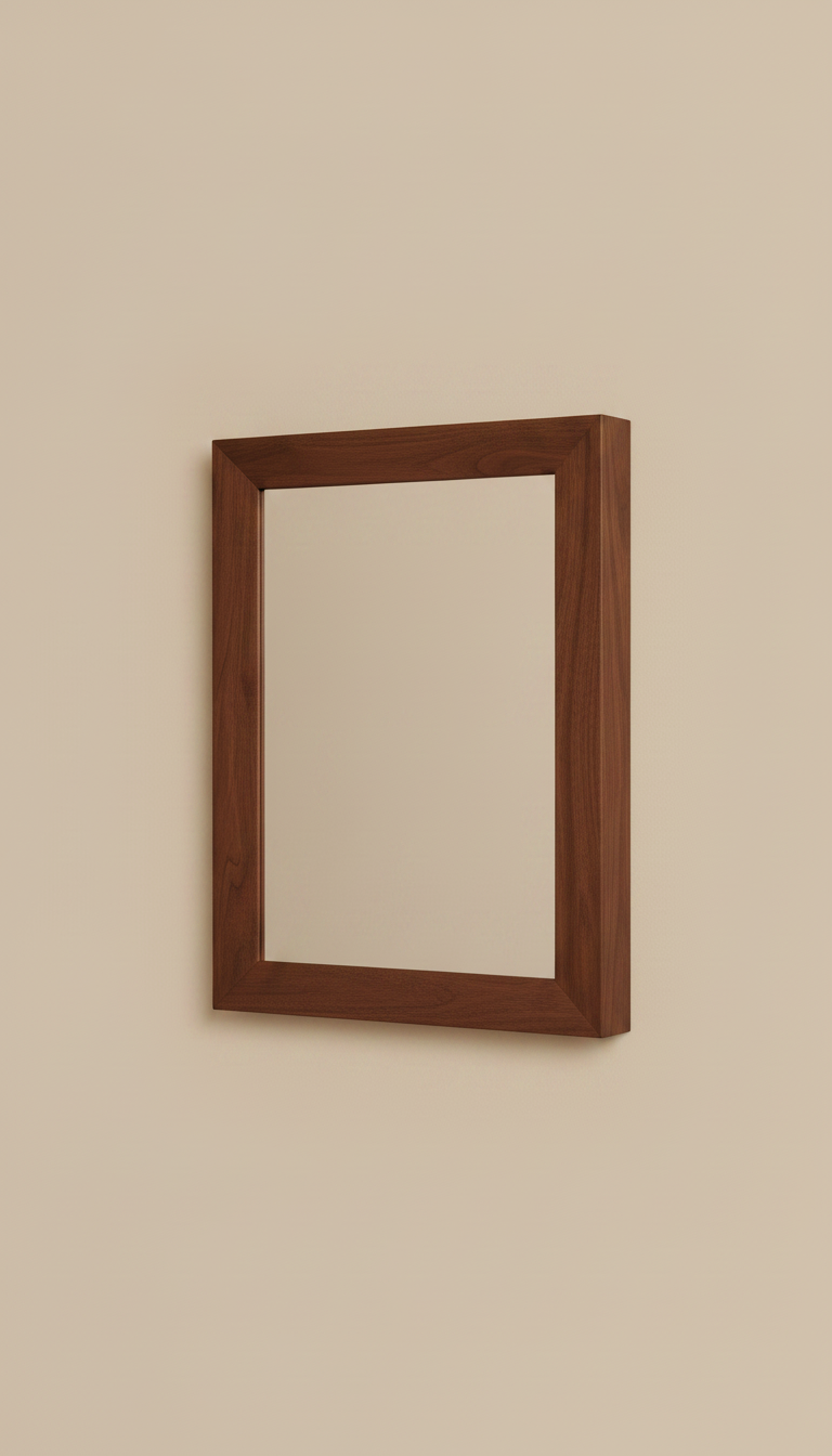 Rectangular Mirror with Walnut Brown Frame, view 2