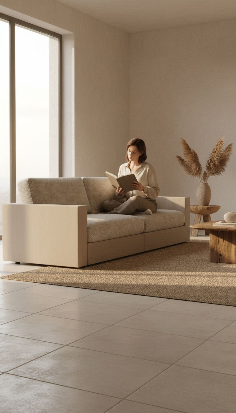 Modular Taupe Oak Sofa, view 3