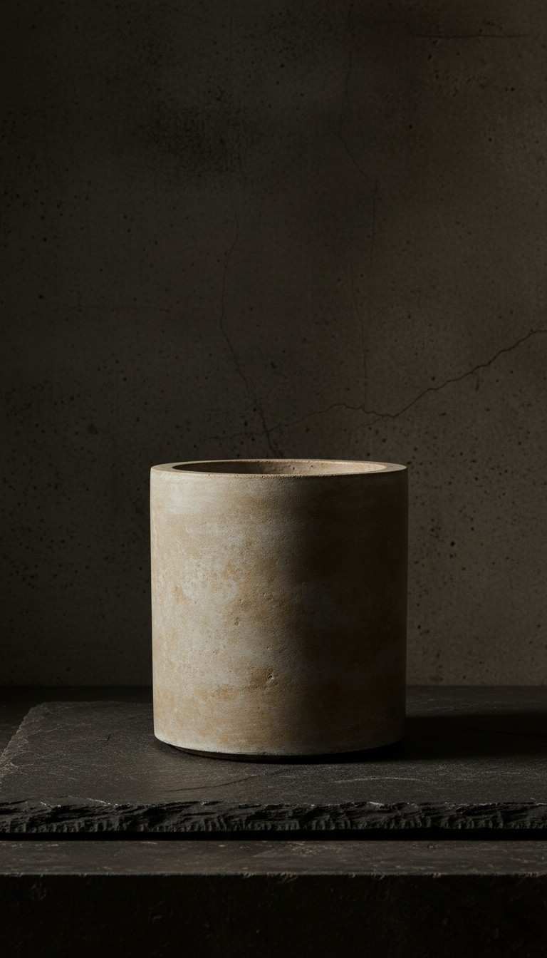 Stone Grey Cylindrical Planter, view 2