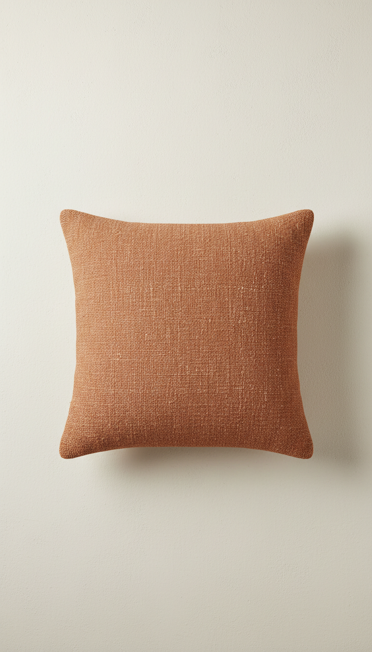 Textured cushion cover in clay
