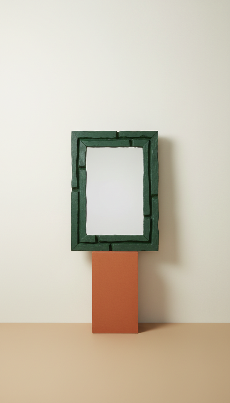Hand-Framed Modernist Wall Mirror