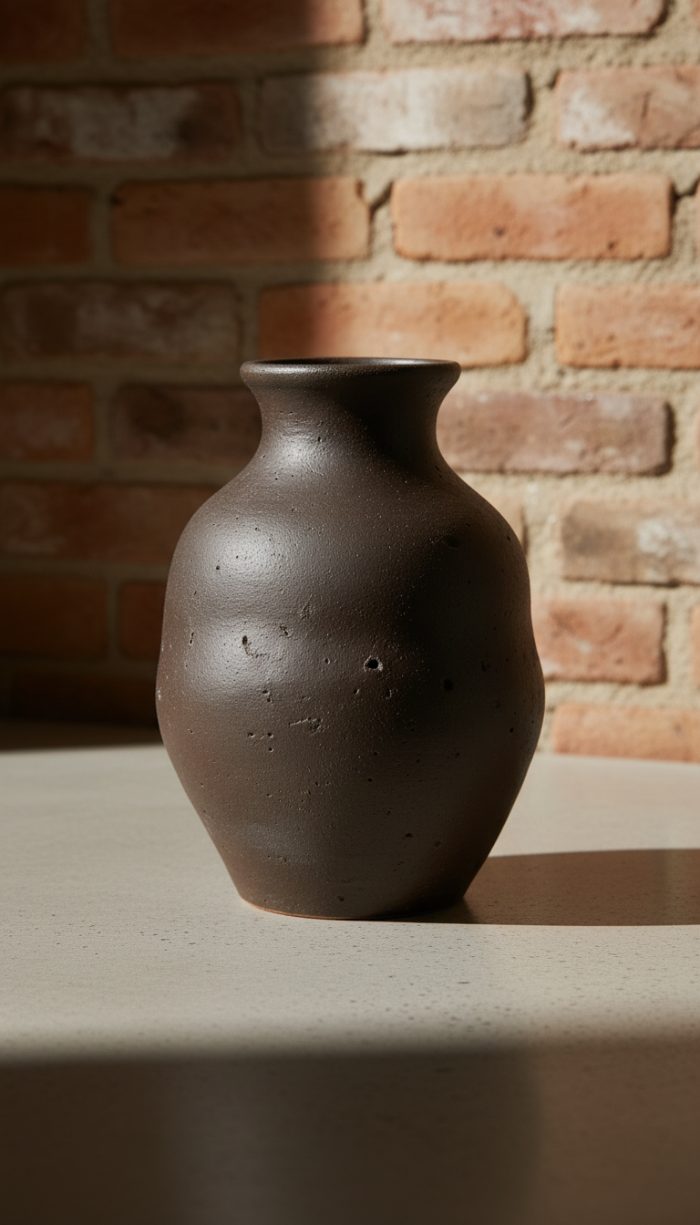 Charcoal Ceramic Vase – styled in a room