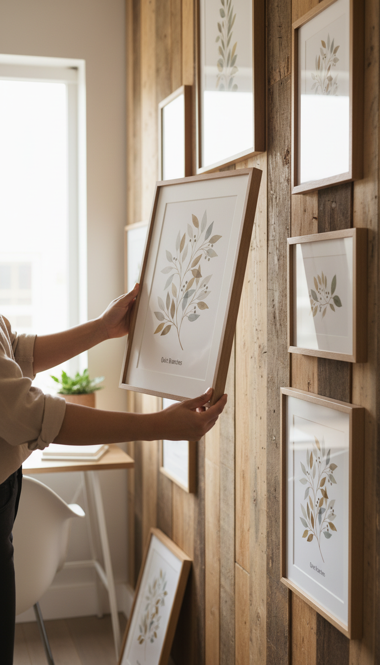 Botanical Branches Framed Print – close-up detail