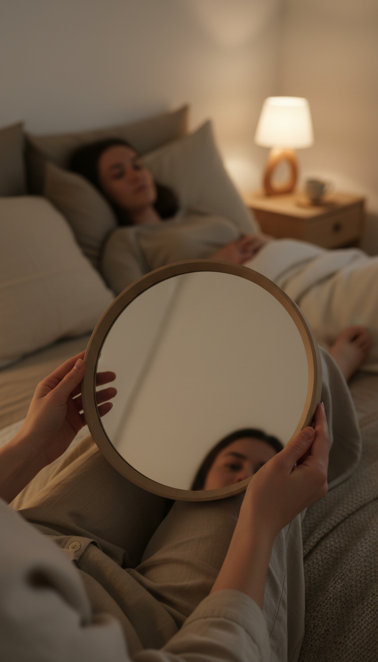 Round Taupe Frame Mirror, view 3