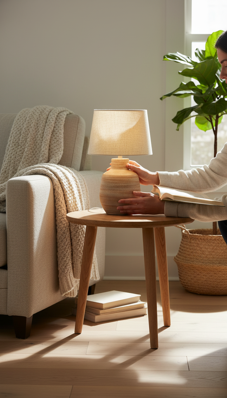 Earth-Toned Ceramic Table Lamp, view 3