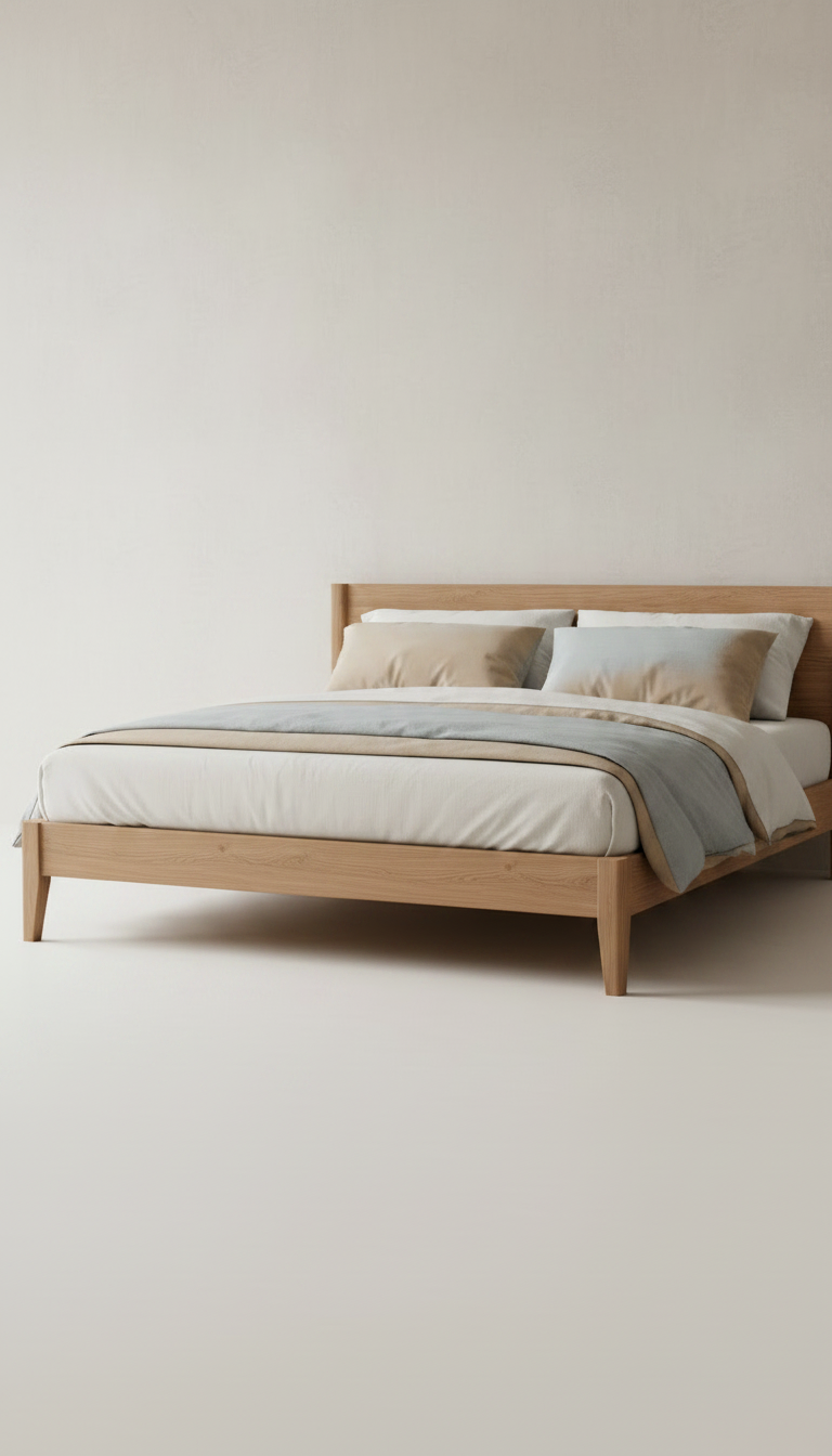 Vihaan Solid Wood Bed – styled in a room