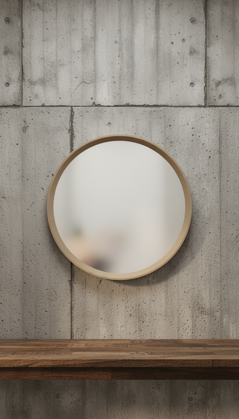 Round Taupe Frame Mirror, view 2