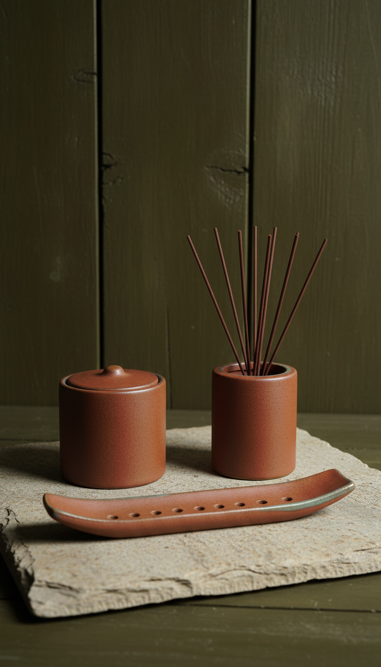 Burnt Sienna Incense Gift Set – styled in a room