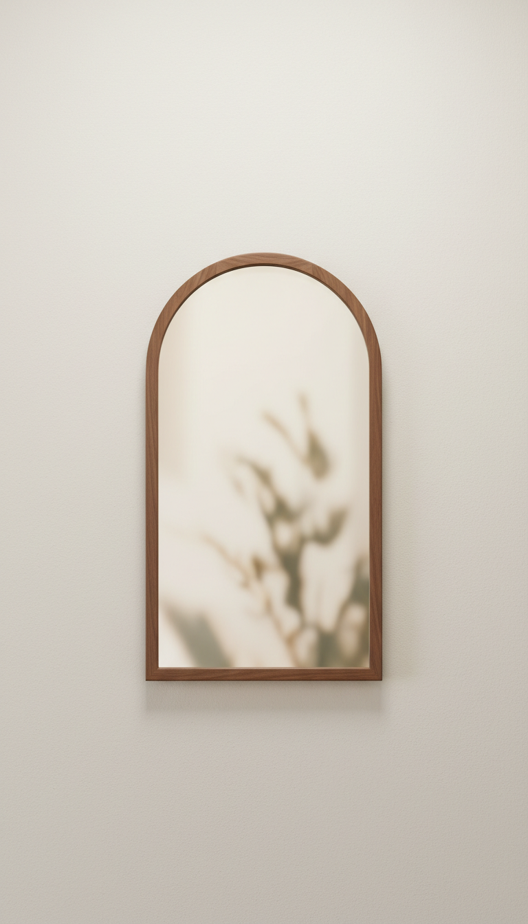 Arched Walnut Frame Mirror