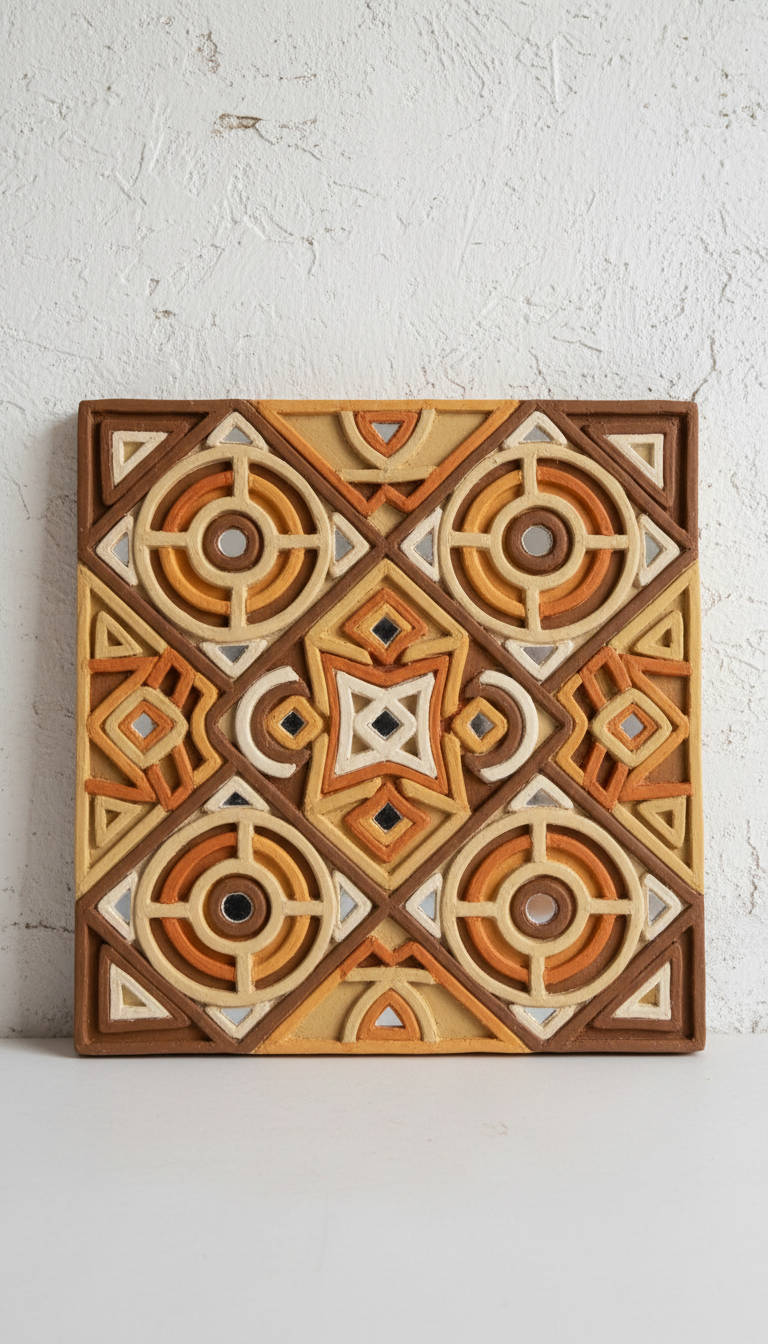Geometric Lippan Art Mural