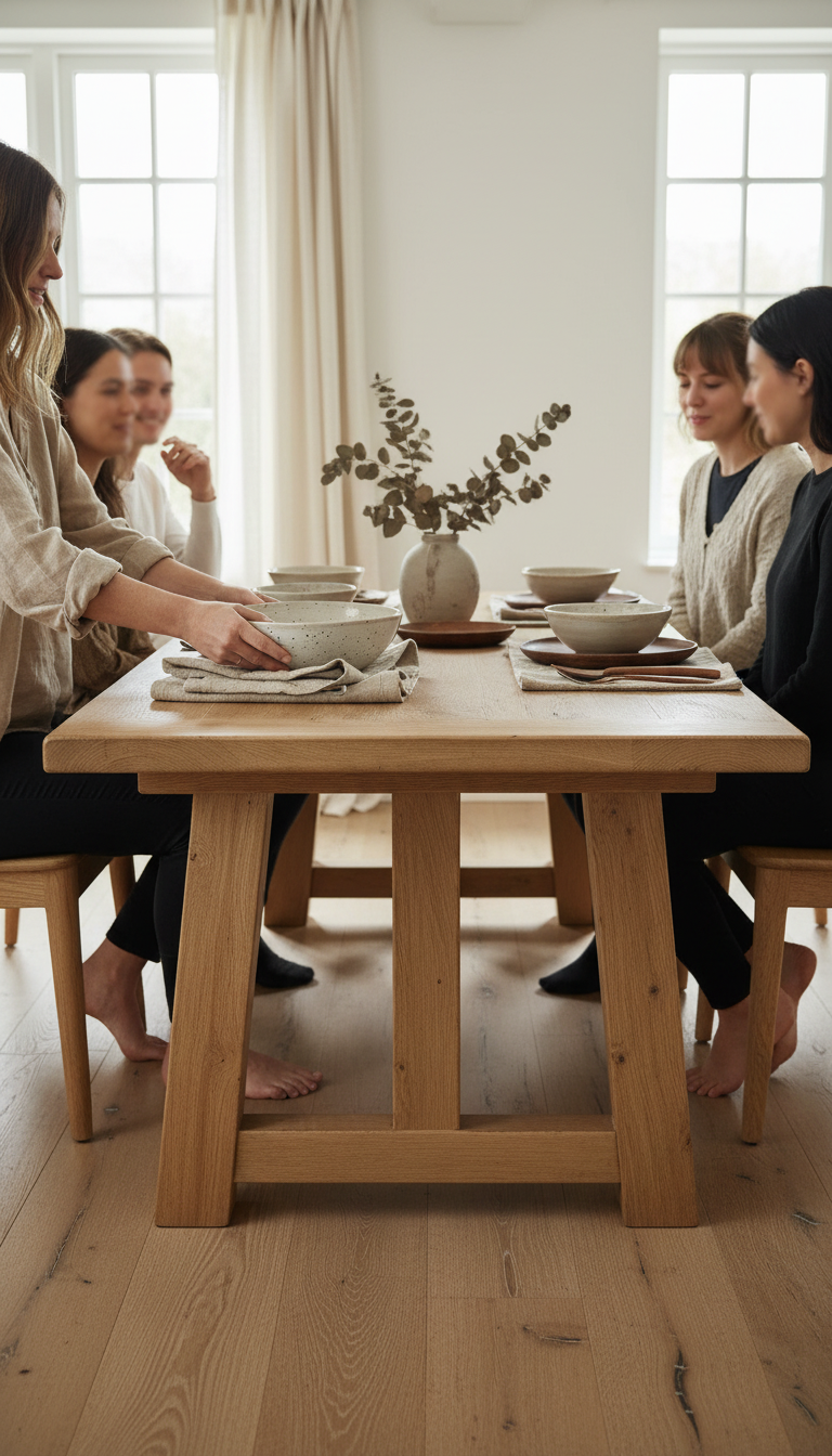 Farmhouse Trestle Dining Table – close-up detail