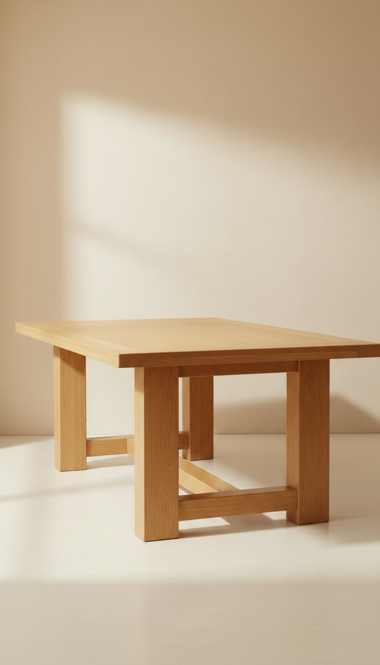 Oak Dining Table with Trestle Base, view 2