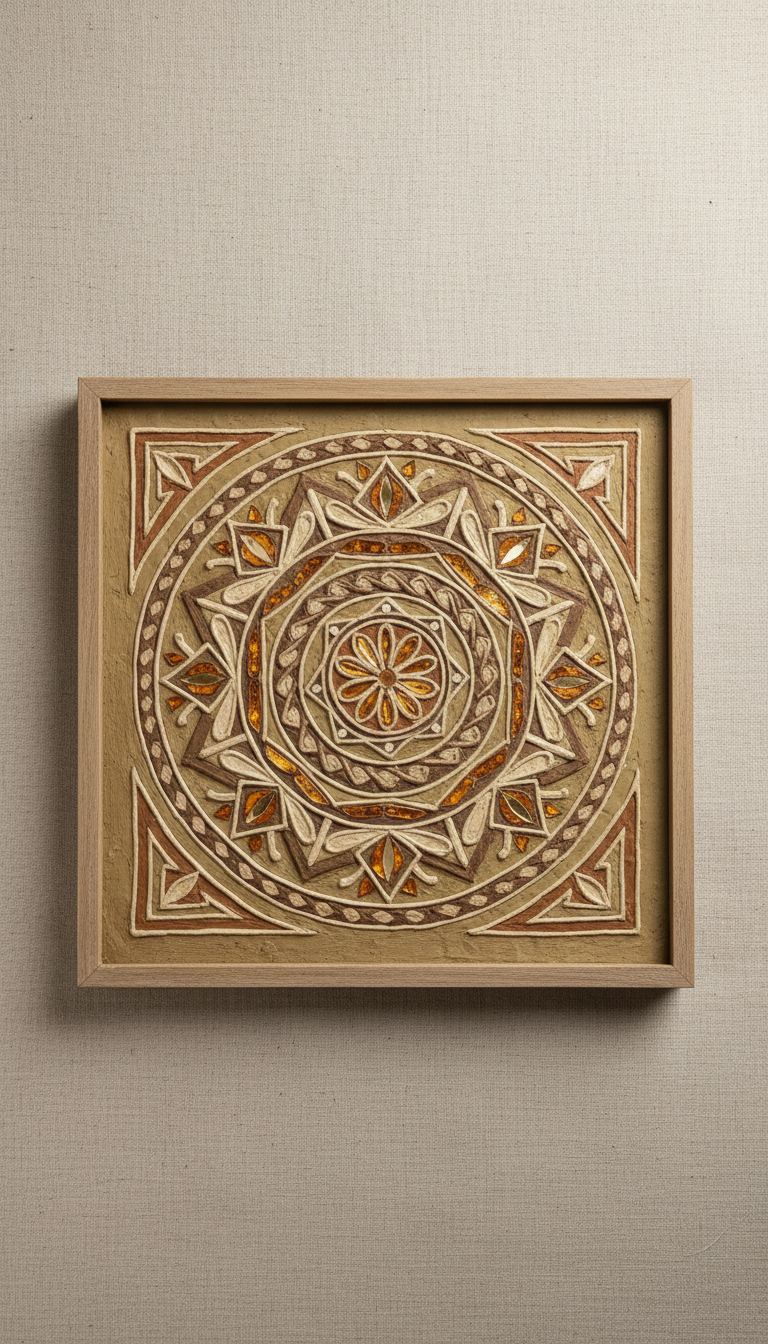 Framed Lippan Mud and Mirror Panel
