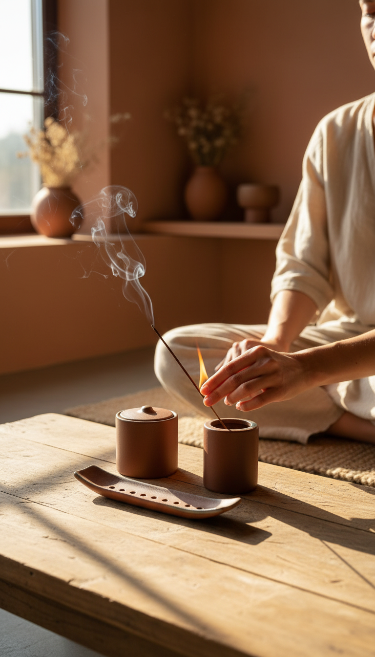 Burnt Sienna Incense Gift Set – close-up detail