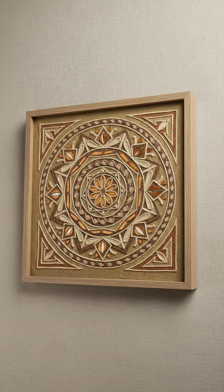 Framed Lippan Mud and Mirror Panel, view 2