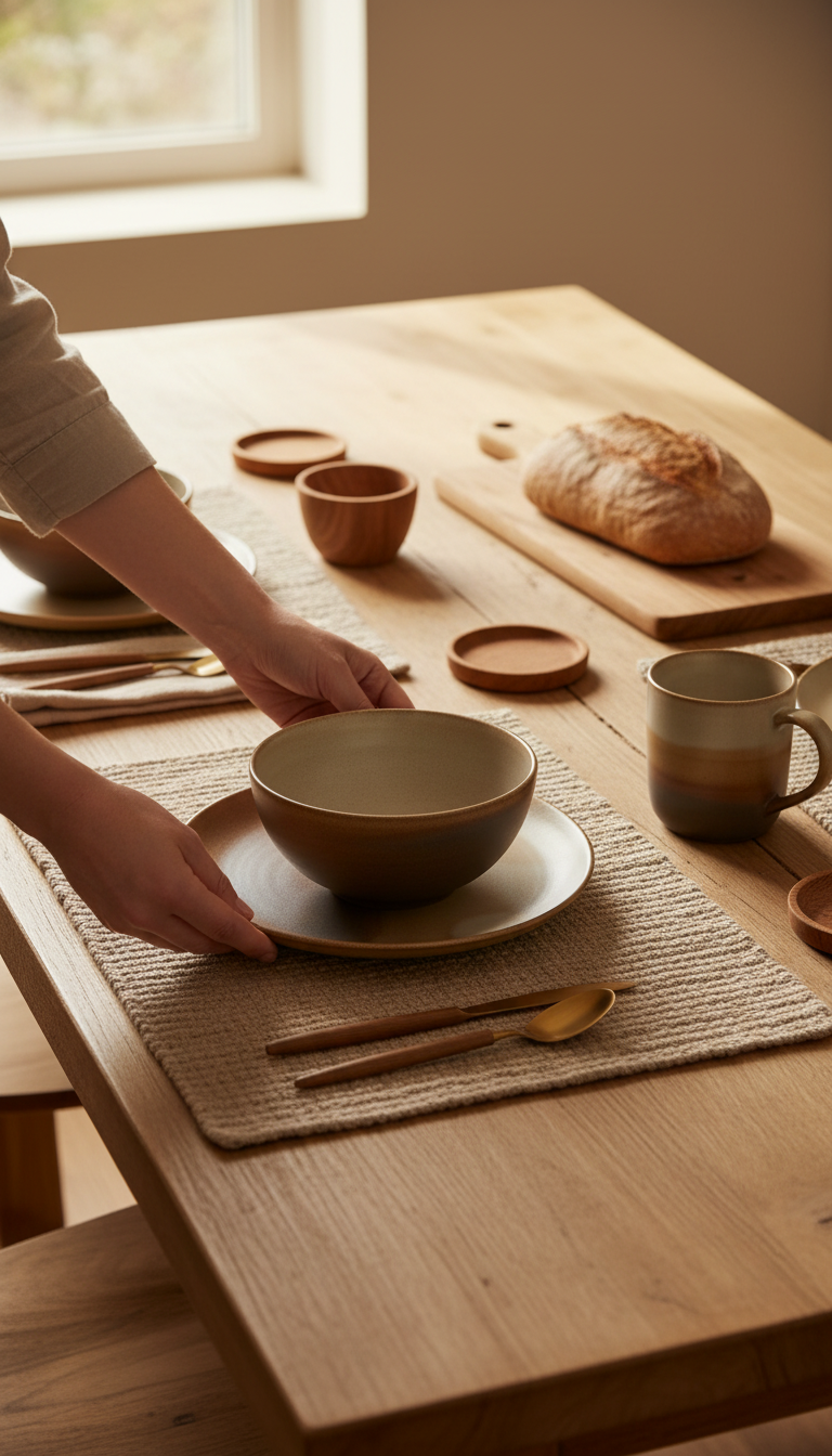 Handmade Stoneware Dinner Set – close-up detail