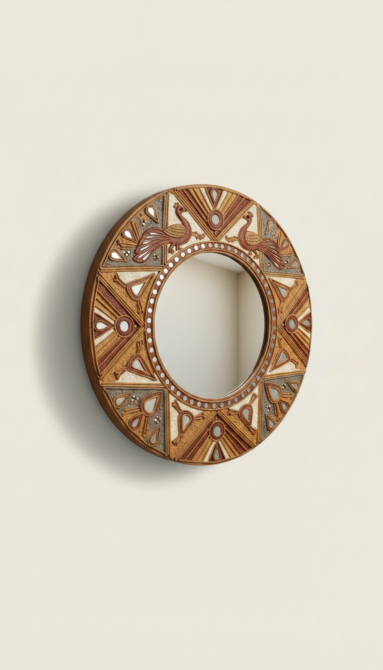 Lippan Art Round Wall Mirror – styled in a room