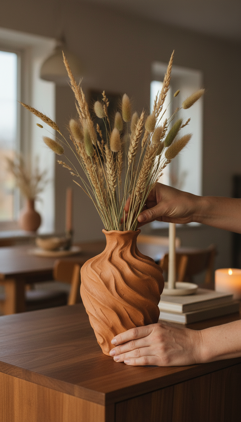Burnt Sienna Textured Vase – close-up detail