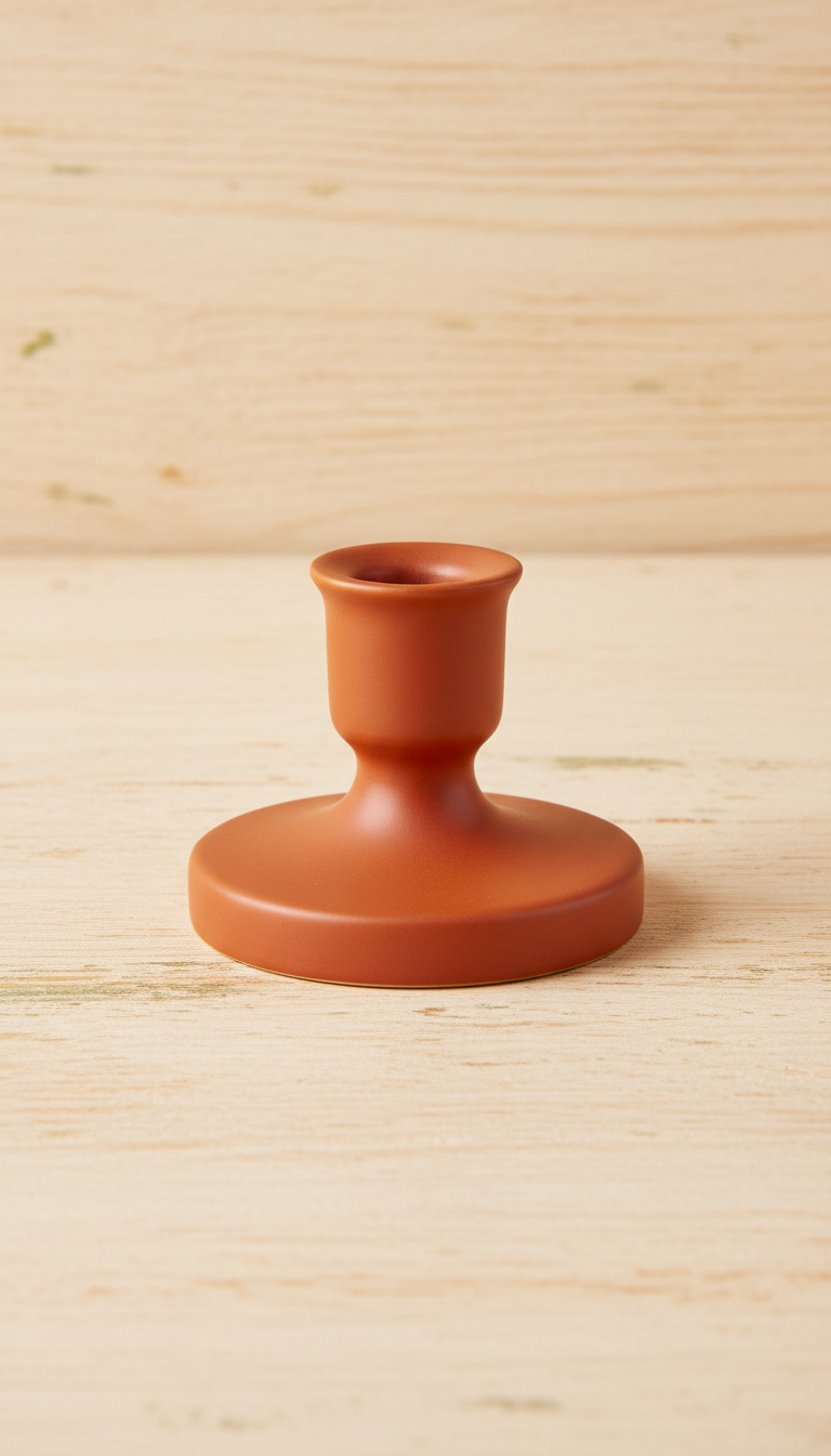 Ceramic Candle Holder in Rust Color
