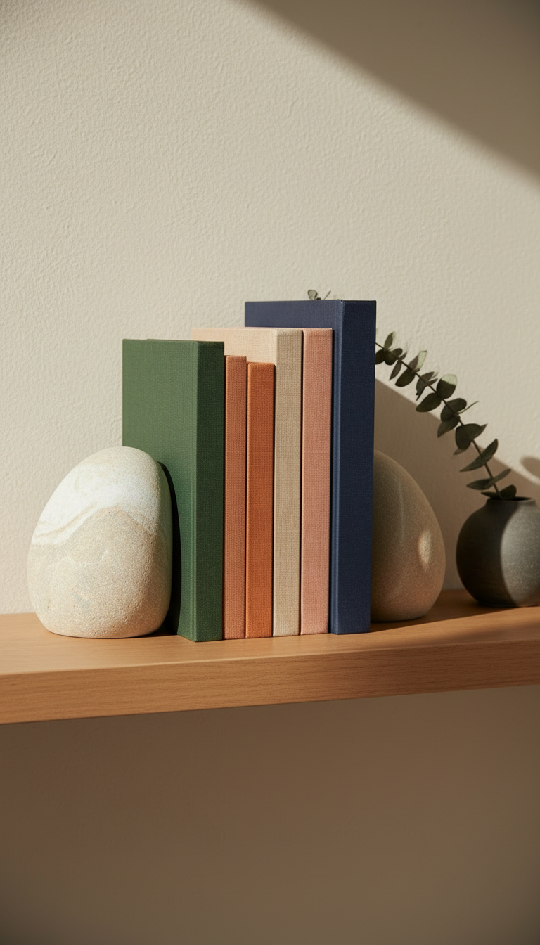 Bookend Pair in Pebble Stone, view 3