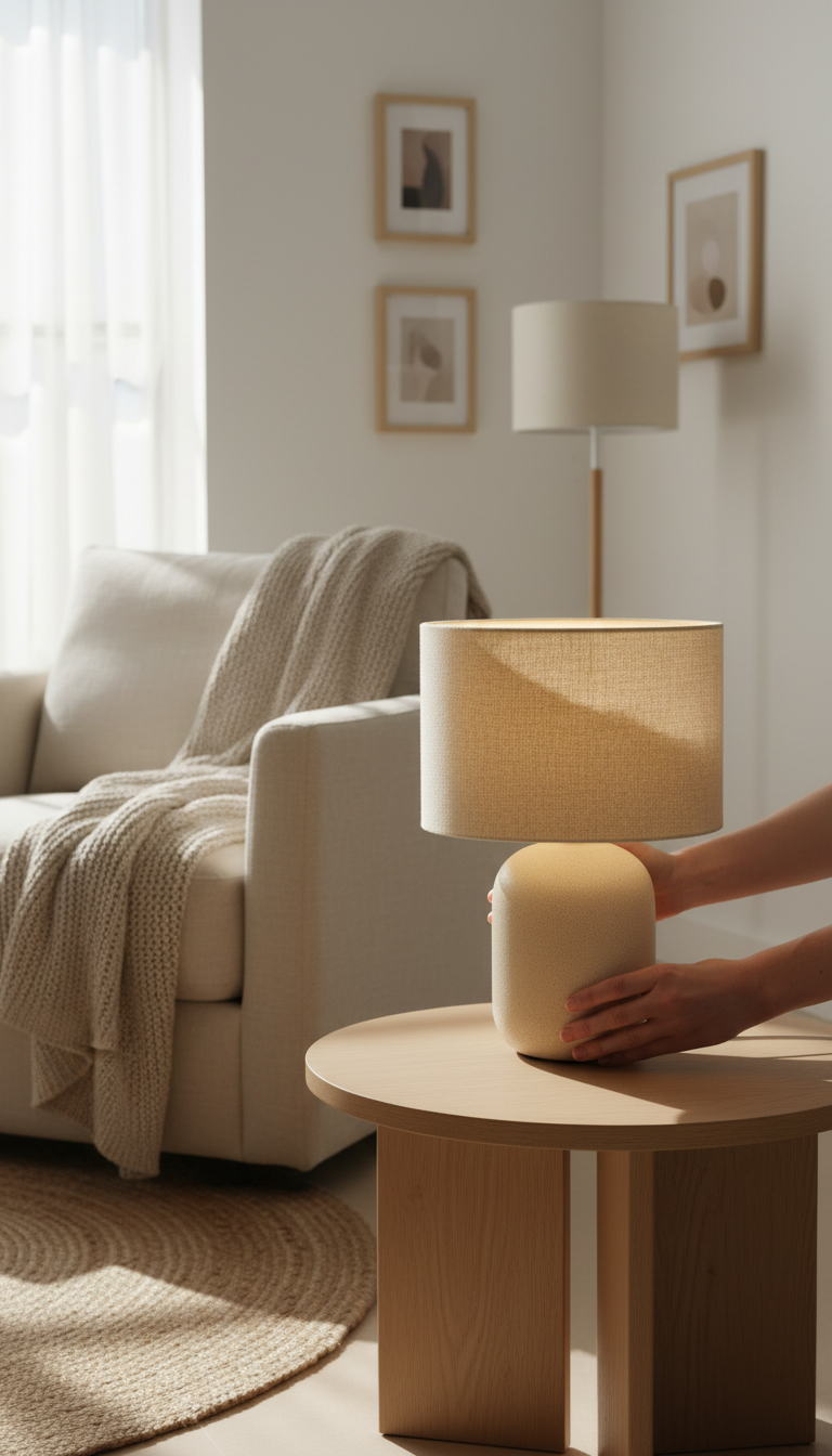 Oat Ceramic Table Lamp – close-up detail