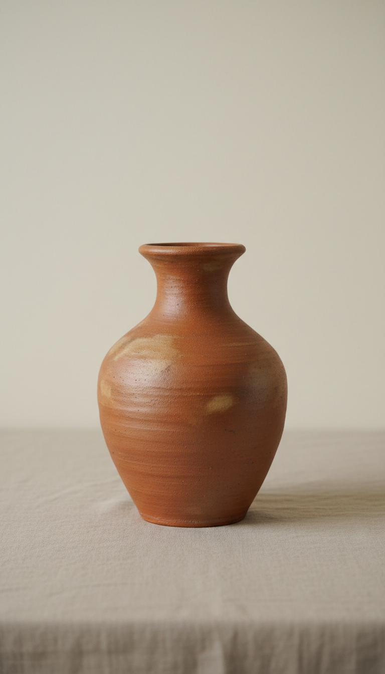 Hand-Thrown Terracotta Ceramic Vase