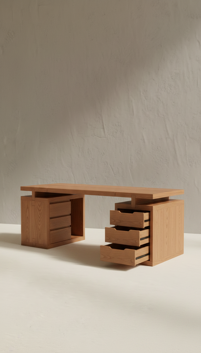 Solid Wood Study Table with Drawer – styled in a room