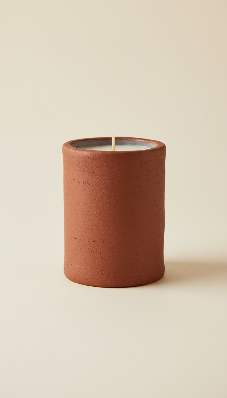 Rust Clay Pillar Candle