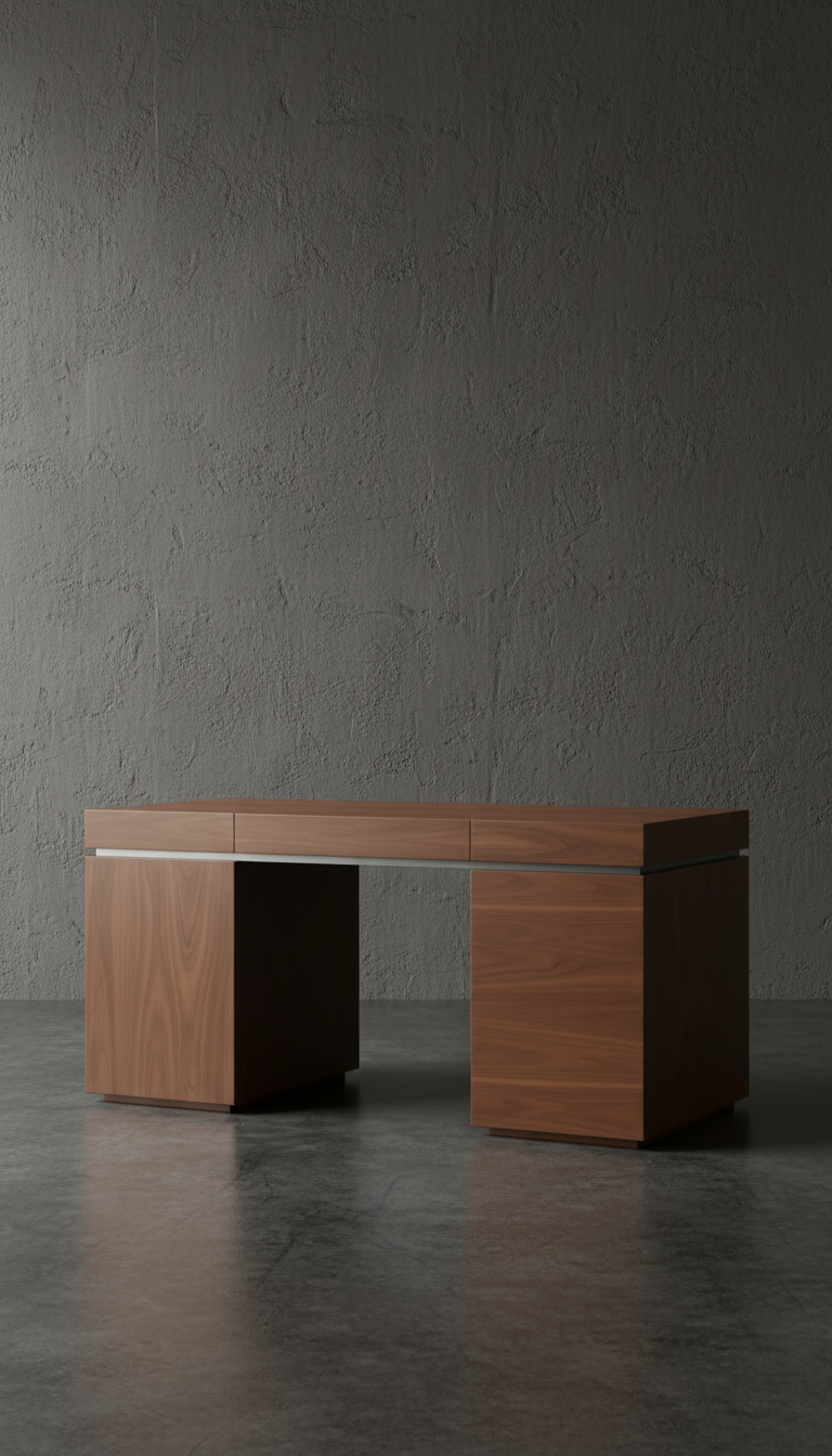 Walnut Executive Desk – styled in a room