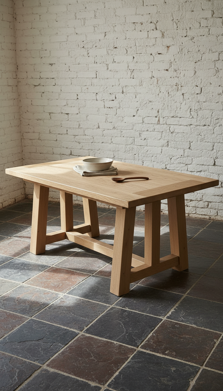 Farmhouse Trestle Dining Table – styled in a room