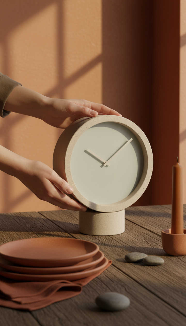 Sandstone Table Clock – close-up detail