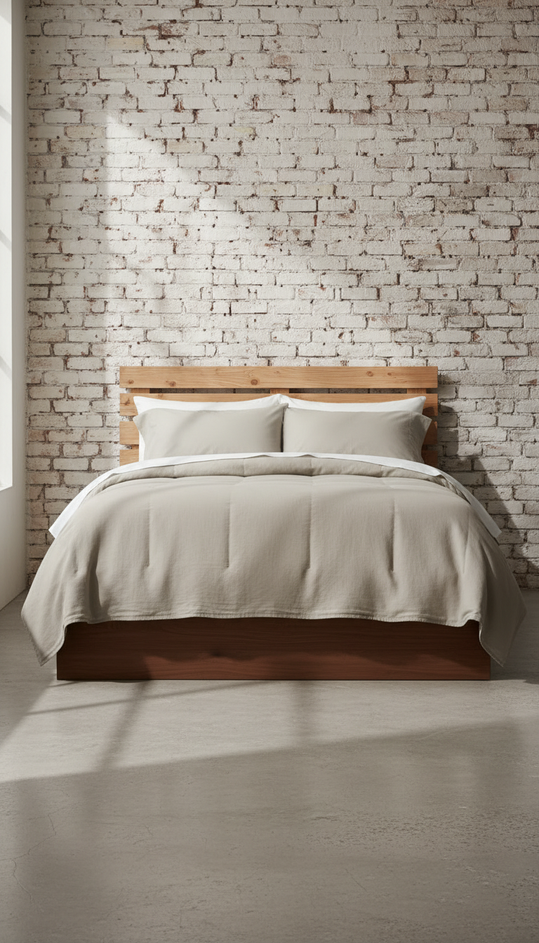 Taupe Linen Quilt – styled in a room