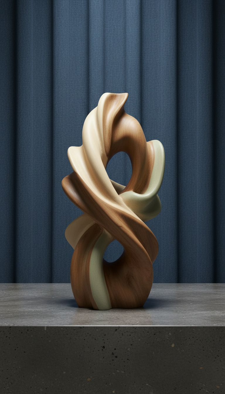 Hand-Carved Wood Sculpture – styled in a room