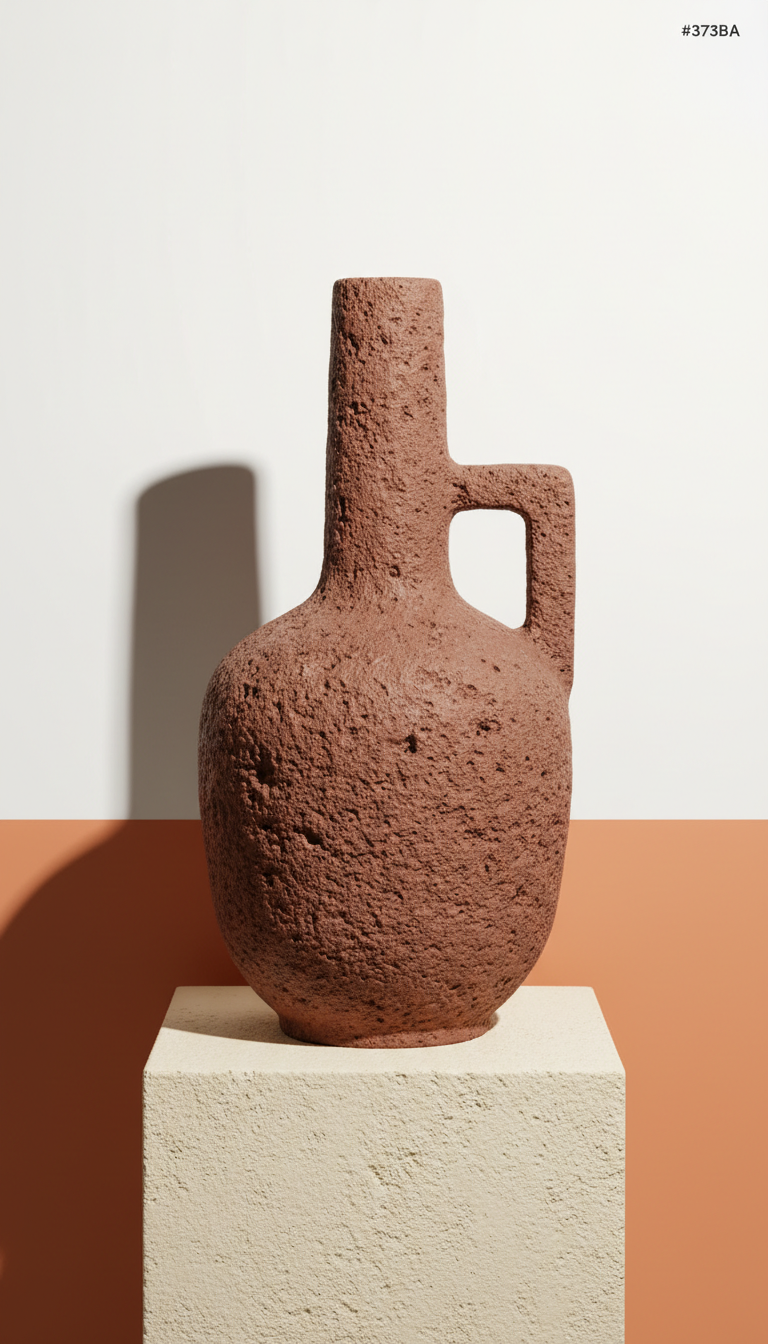 Hand-carved red stoneware carafe
