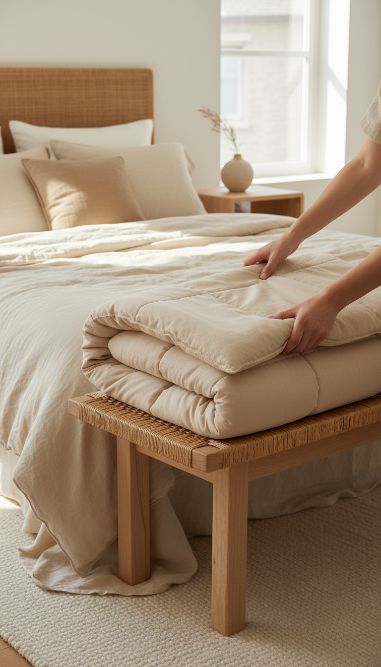 Organic Cotton Comforter – Pale Almond – close-up detail