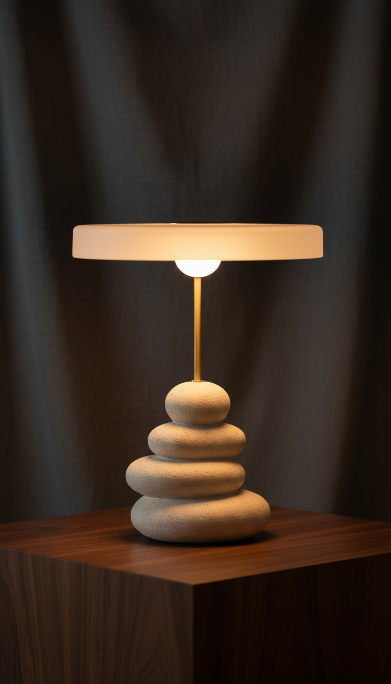 Sculpted Stack Table Lamp – styled in a room