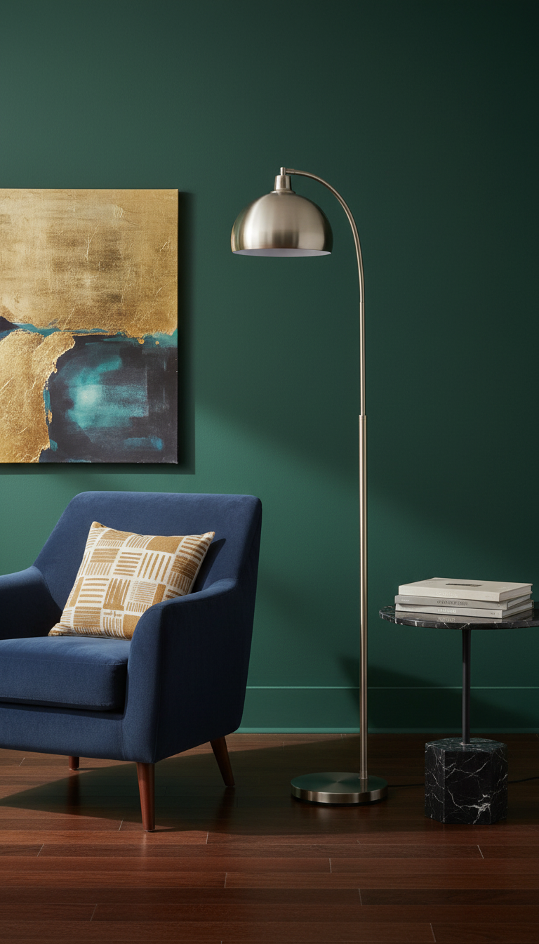 Brushed Metal Arched Floor Lamp, view 2